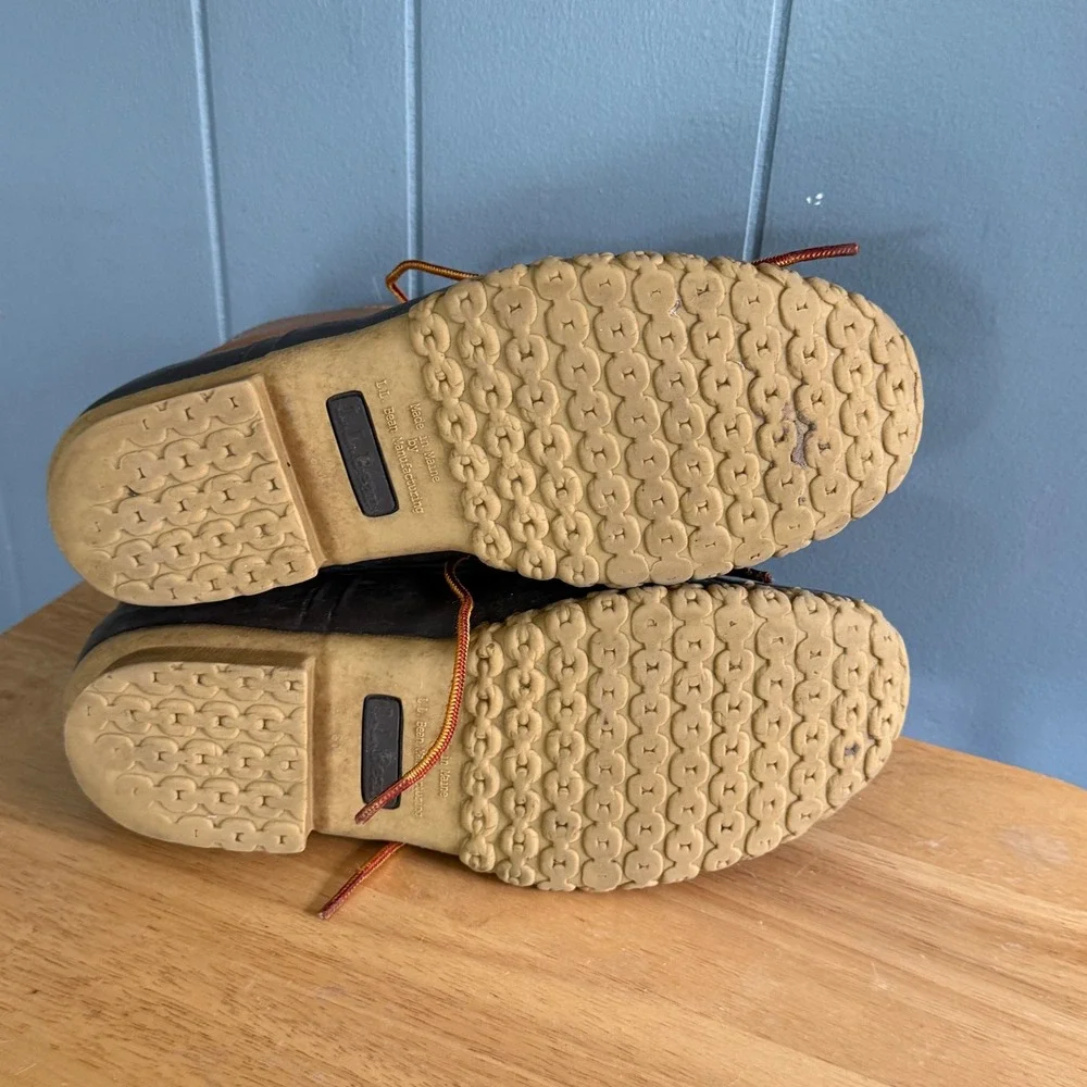 LL Bean 6 Inch Bean Boot Tan Brown Leather‎ Made in Maine Duck Boot Mens 9M